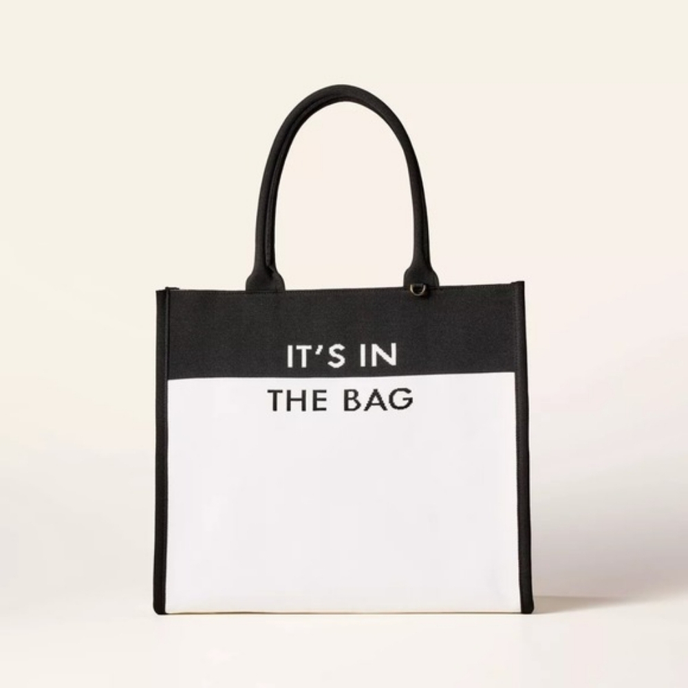 Kate Spade Colorblock Knit Tote Bag Black/White Purse NWT Limited Editi